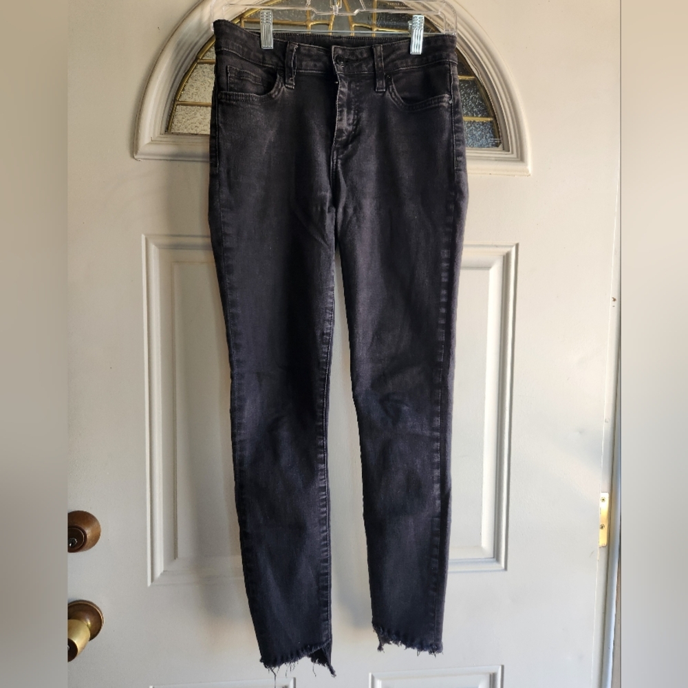 Joe's Jeans Womens Skinny Jeans Black Sz 26 Distressed Hem Pockets Denim Classic